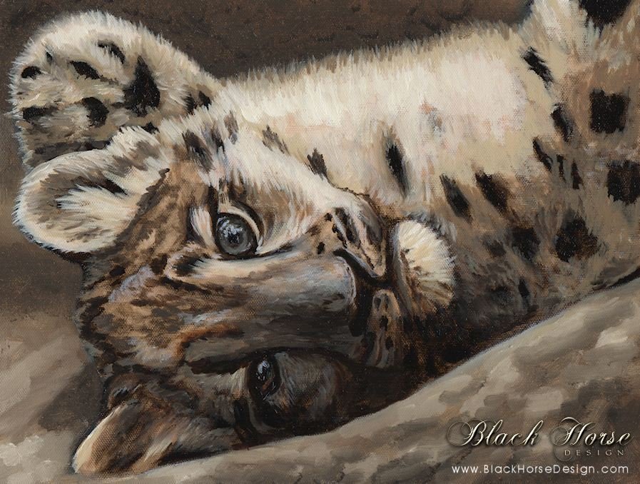 Snow Leopard Oil Painting by Sheri Gordon
